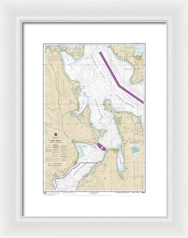 Nautical Chart-18477 Puget Sound-entrance-hood Canal - Framed Print