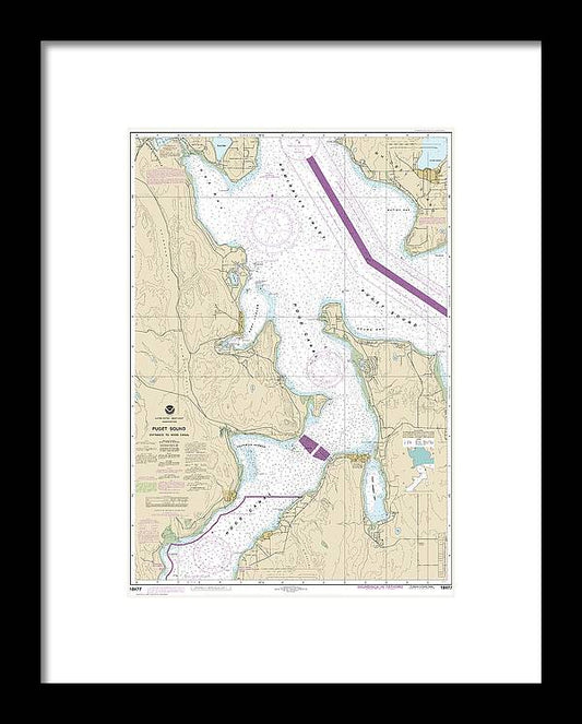 A beuatiful Framed Print of the Nautical Chart-18477 Puget Sound-Entrance-Hood Canal by SeaKoast