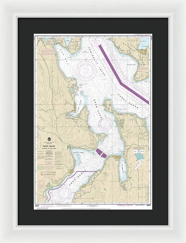 Nautical Chart-18477 Puget Sound-entrance-hood Canal - Framed Print