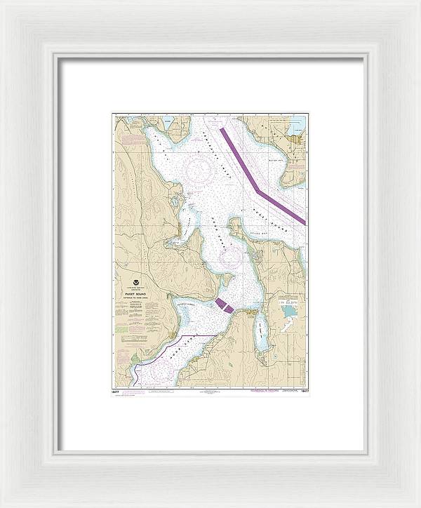 Nautical Chart-18477 Puget Sound-entrance-hood Canal - Framed Print