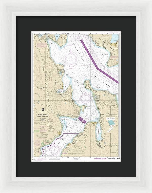 Nautical Chart-18477 Puget Sound-entrance-hood Canal - Framed Print