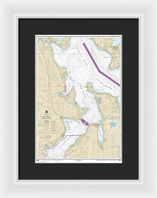 Nautical Chart-18477 Puget Sound-entrance-hood Canal - Framed Print