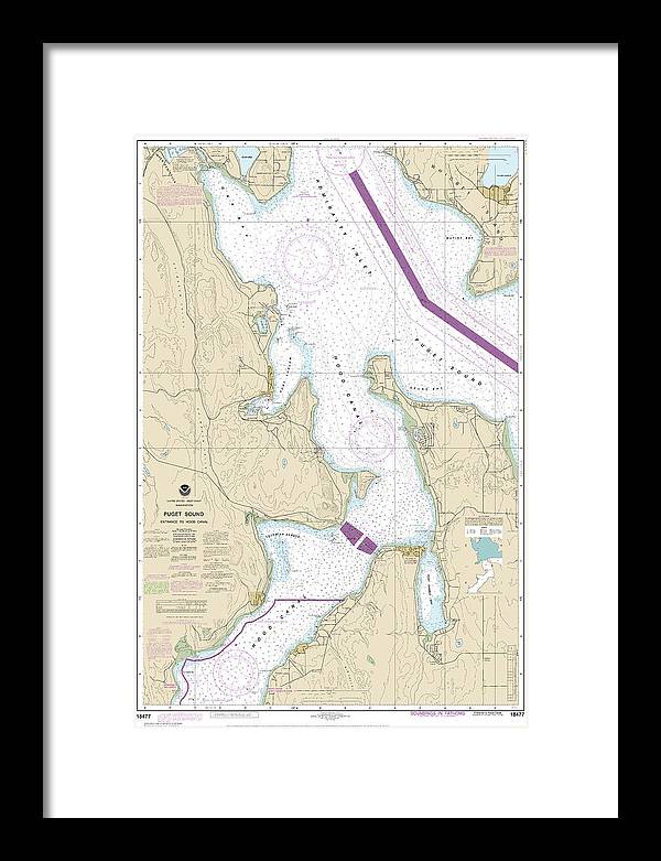 Nautical Chart-18477 Puget Sound-entrance-hood Canal - Framed Print