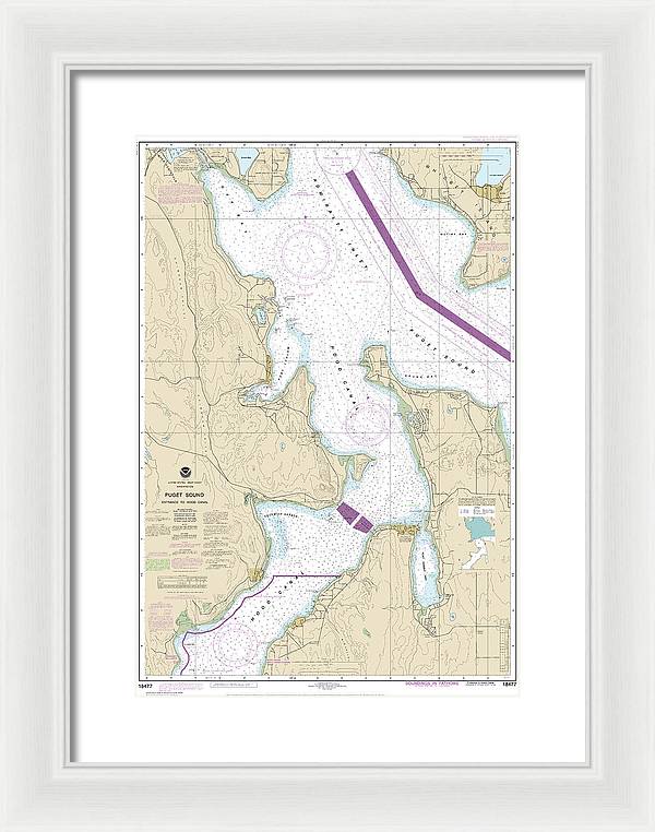 Nautical Chart-18477 Puget Sound-entrance-hood Canal - Framed Print