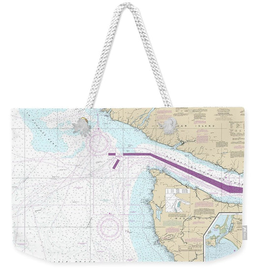 Nautical Chart-18480 Approaches-strait-juan De Fuca Destruction Lsland-amphitrite Point - Weekender Tote Bag