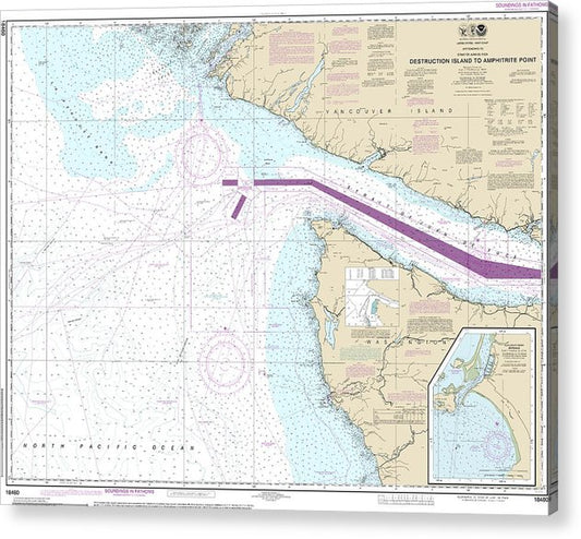 Nautical Chart-18480 Approaches-Strait-Juan De Fuca Destruction Lsland-Amphitrite Point  Acrylic Print