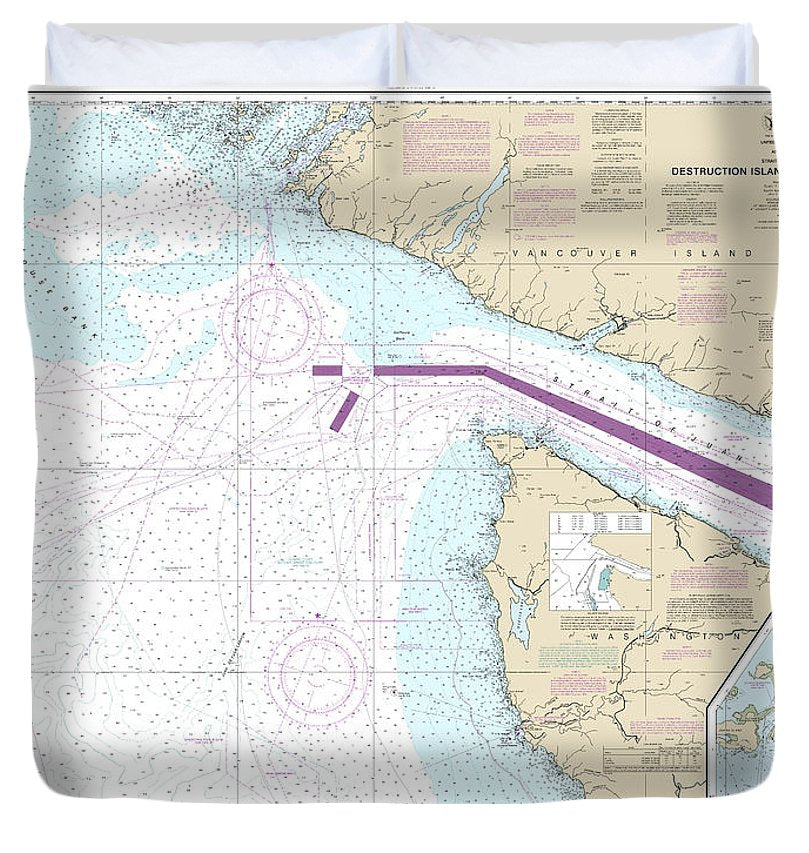 Nautical Chart 18480 Approaches Strait Juan De Fuca Destruction Lsland Amphitrite Point Duvet Cover