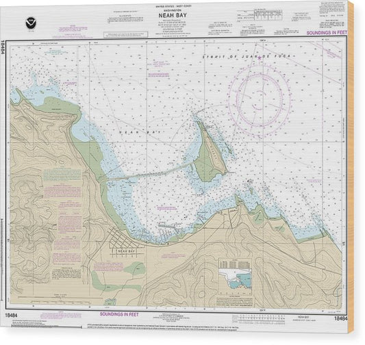 Nautical Chart-18484 Neah Bay Wood Print