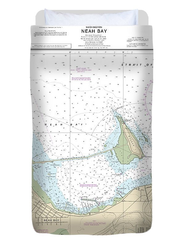 Nautical Chart-18484 Neah Bay - Duvet Cover