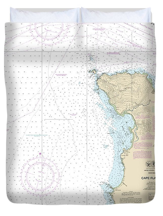 Nautical Chart-18485 Cape Flattery - Duvet Cover