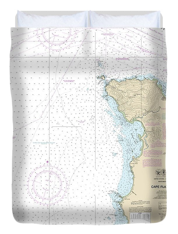 Nautical Chart-18485 Cape Flattery - Duvet Cover