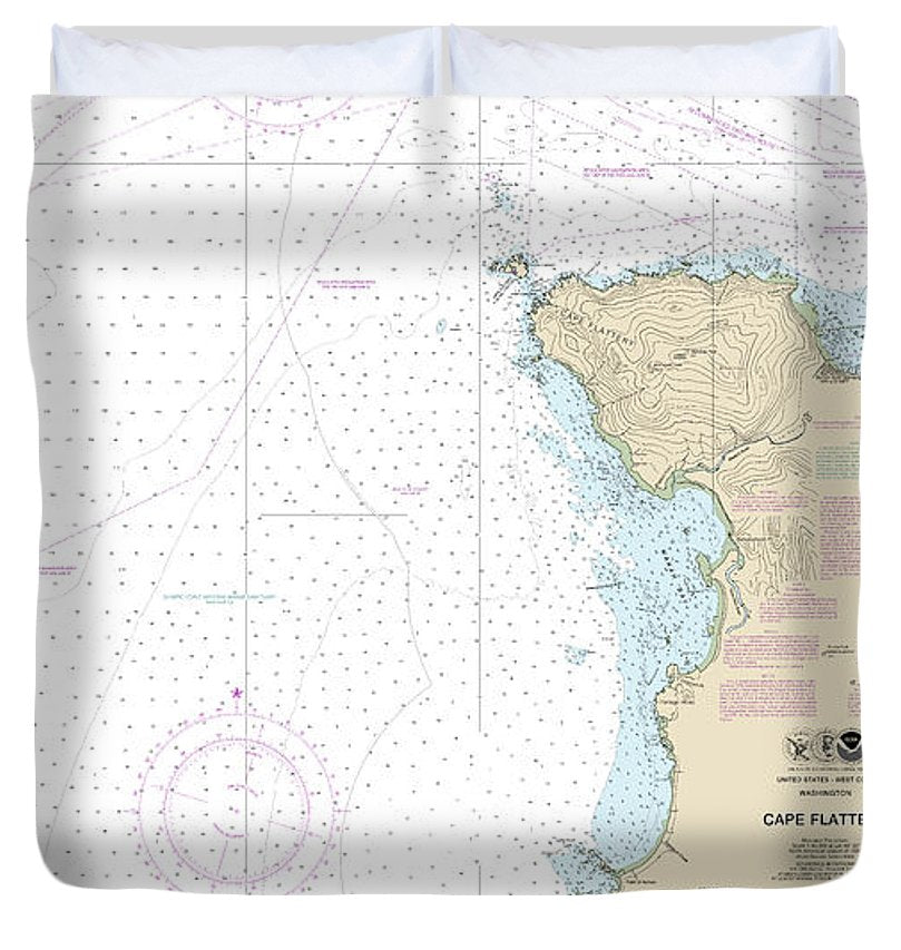 Nautical Chart 18485 Cape Flattery Duvet Cover
