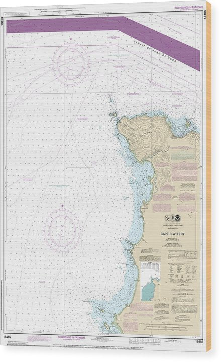 Nautical Chart-18485 Cape Flattery Wood Print