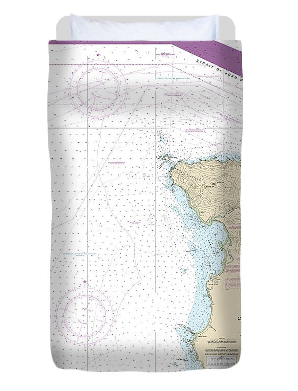 Nautical Chart-18485 Cape Flattery - Duvet Cover