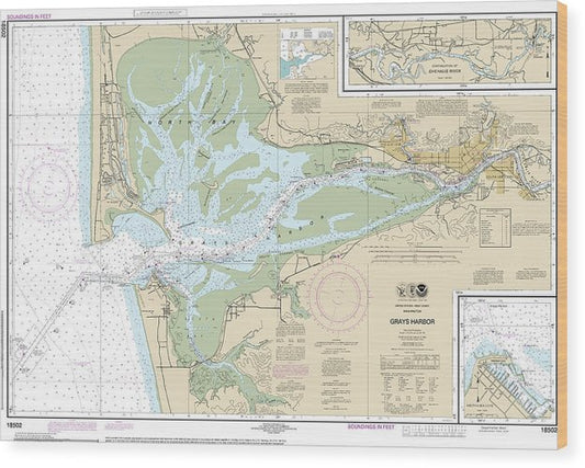 Nautical Chart-18502 Grays Harbor, Westhaven Cove Wood Print