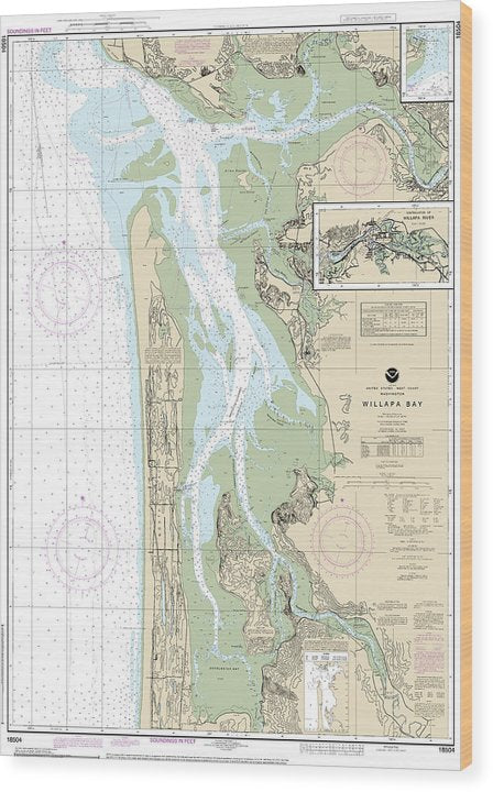 Nautical Chart-18504 Willapa Bay, Toke Pt Wood Print
