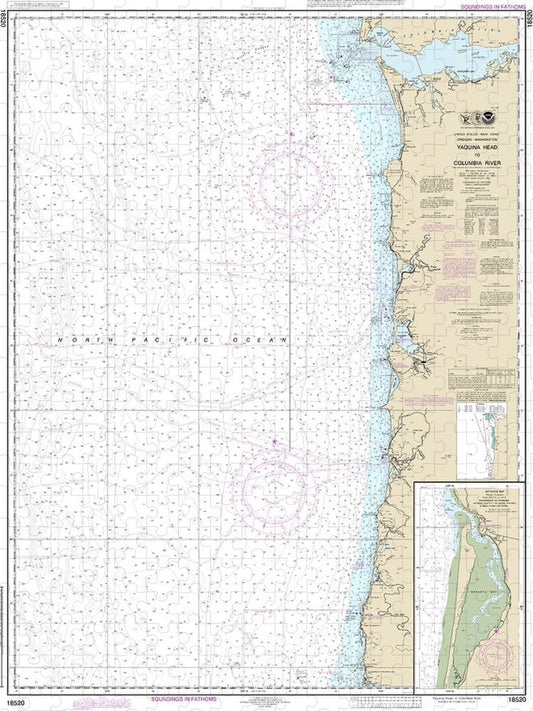Nautical Chart 18520 Yaquina Head Columbia River, Netarts Bay Puzzle