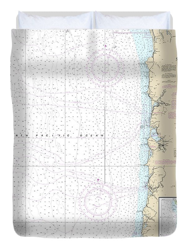 Nautical Chart-18520 Yaquina Head-columbia River, Netarts Bay - Duvet Cover