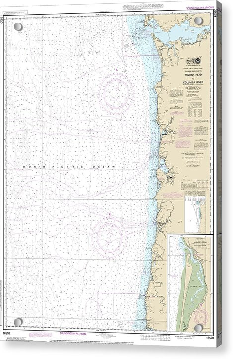 Nautical Chart-18520 Yaquina Head-columbia River, Netarts Bay - Acrylic Print