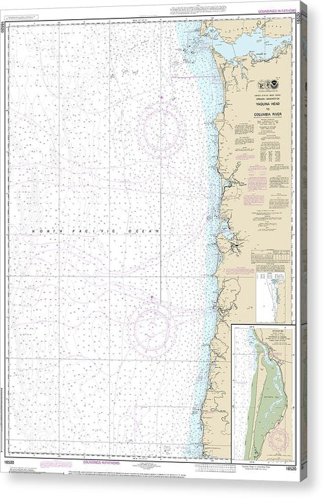 Nautical Chart-18520 Yaquina Head-Columbia River, Netarts Bay  Acrylic Print
