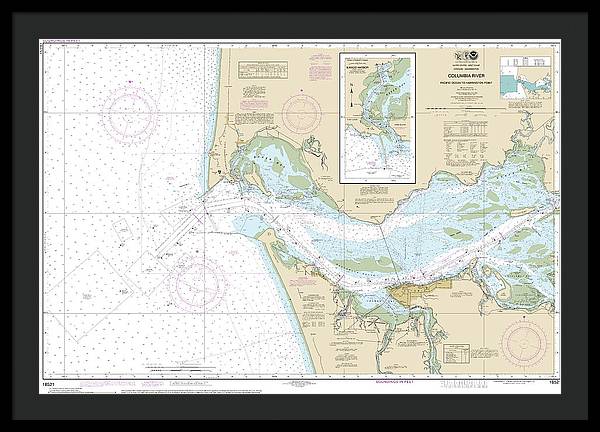 Nautical Chart-18521 Columbia River Pacific Ocean-harrington Point, Ilwaco Harbor - Framed Print