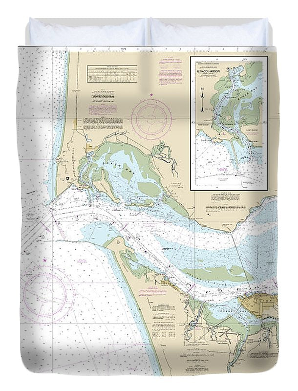 Nautical Chart-18521 Columbia River Pacific Ocean-harrington Point, Ilwaco Harbor - Duvet Cover