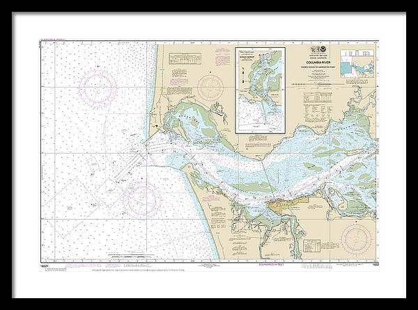 Nautical Chart-18521 Columbia River Pacific Ocean-harrington Point, Ilwaco Harbor - Framed Print