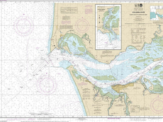 Nautical Chart 18521 Columbia River Pacific Ocean Harrington Point, Ilwaco Harbor Puzzle