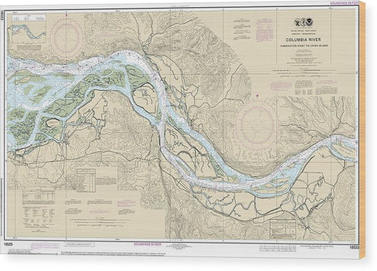 Nautical Chart-18523 Columbia River Harrington Point-Crims Island Wood Print