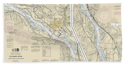 Nautical Chart-18524 Columbia River Crims Island-saint Helens - Beach Towel