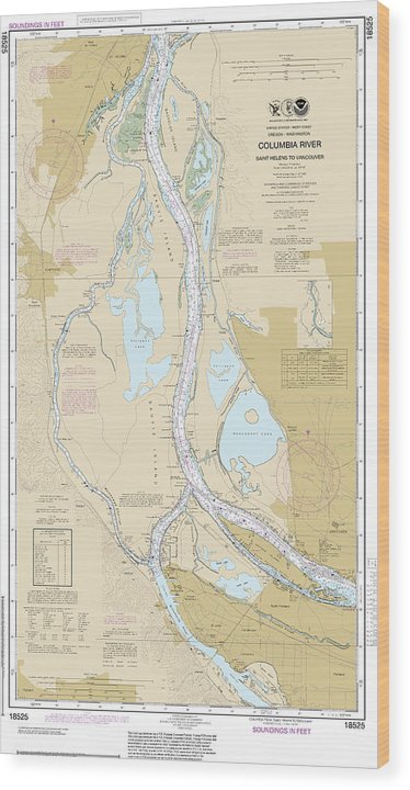 Nautical Chart-18525 Columbia River Saint Helens-Vancouver Wood Print
