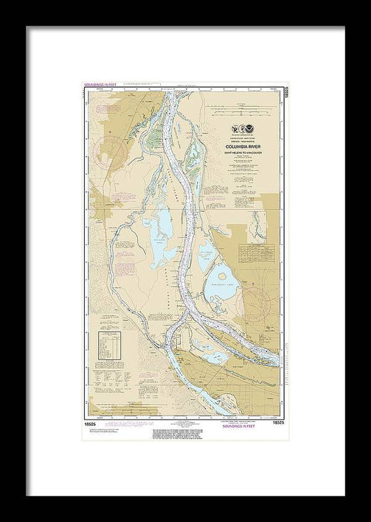 A beuatiful Framed Print of the Nautical Chart-18525 Columbia River Saint Helens-Vancouver by SeaKoast