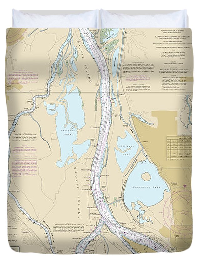Nautical Chart-18525 Columbia River Saint Helens-vancouver - Duvet Cover