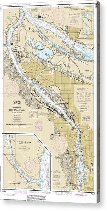 Nautical Chart-18526 Port-Portland, Including Vancouver, Multnomah Channel-Southern Part  Acrylic Print