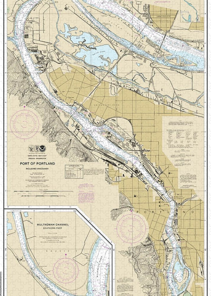 Nautical Chart-18526 Port-portland, Including Vancouver, Multnomah Channel-southern Part - Puzzle