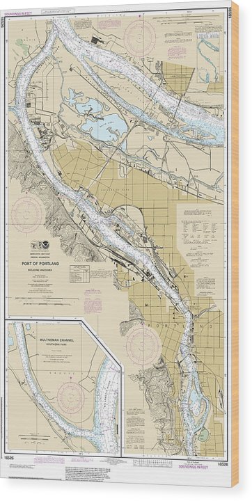 Nautical Chart-18526 Port-Portland, Including Vancouver, Multnomah Channel-Southern Part Wood Print