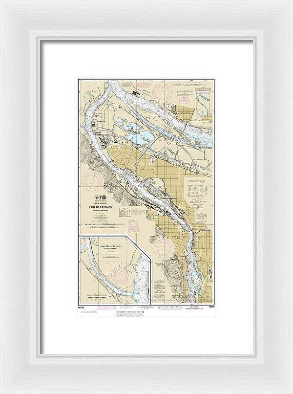 Nautical Chart-18526 Port-portland, Including Vancouver, Multnomah Channel-southern Part - Framed Print