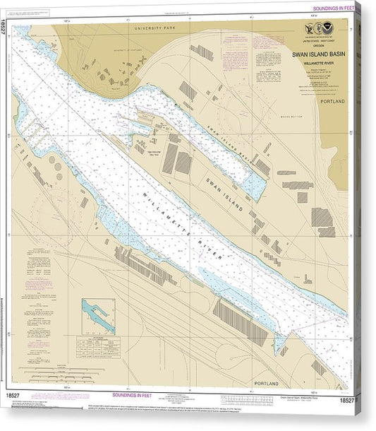 Nautical Chart-18527 Willamette River-Swan Island Basin  Acrylic Print