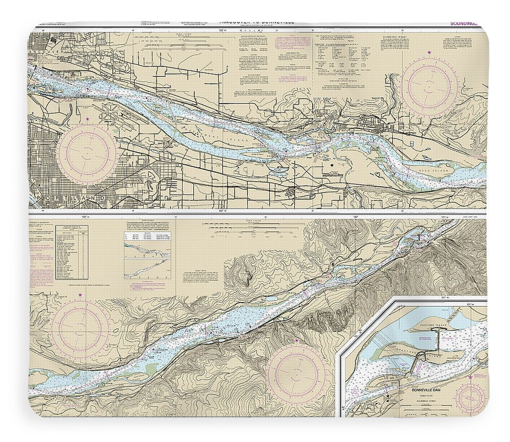 Nautical Chart-18531 Columbia River Vancouver-bonneville, Bonneville Dam - Blanket