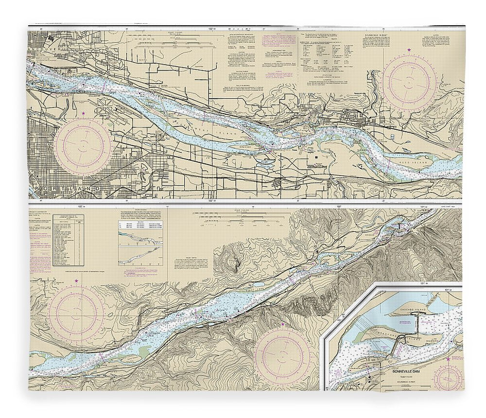 Nautical Chart 18531 Columbia River Vancouver Bonneville, Bonneville Dam Blanket