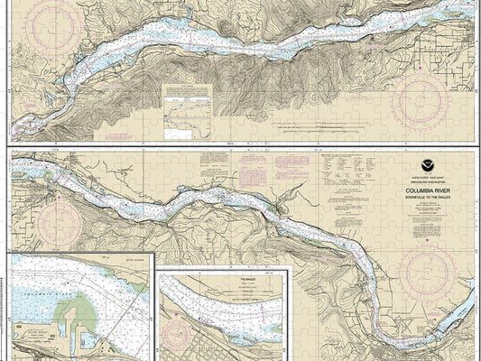 Nautical Chart 18532 Columbia River Bonneville The Dalles, The Dalles, Hood River Puzzle