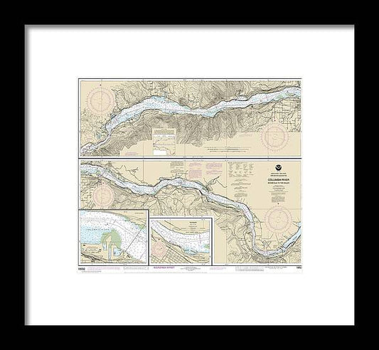 A beuatiful Framed Print of the Nautical Chart-18532 Columbia River Bonneville-The Dalles, The Dalles, Hood River by SeaKoast