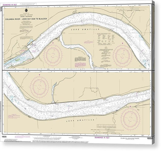 Nautical Chart-18535 Columbia River John Day Dam-Blalock  Acrylic Print