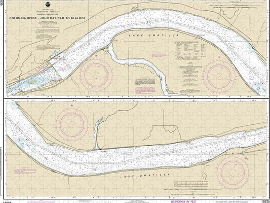 Nautical Chart 18535 Columbia River John Day Dam Blalock Puzzle