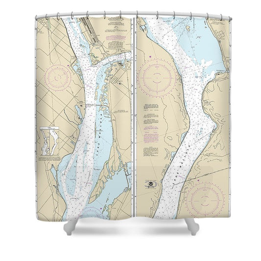 Nautical Chart 18542 Columbia River Juniper Pasco Shower Curtain