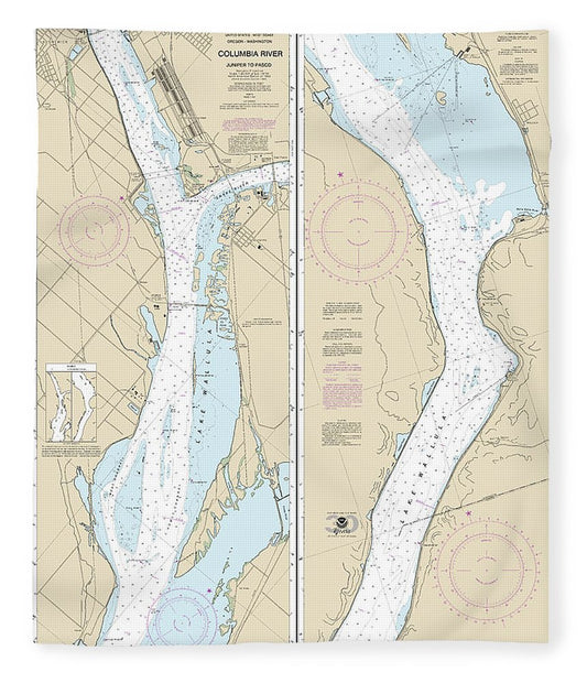 Nautical Chart 18542 Columbia River Juniper Pasco Blanket