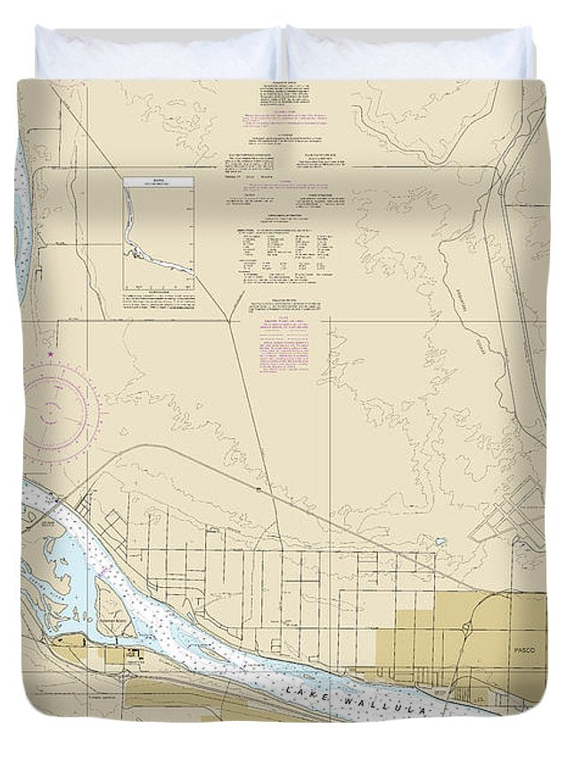 Nautical Chart-18543 Columbia River Pasco-richland - Duvet Cover