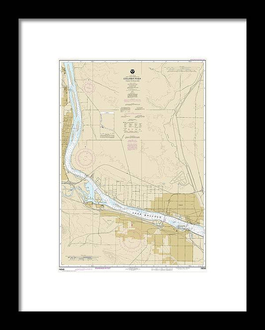 Nautical Chart-18543 Columbia River Pasco-richland - Framed Print