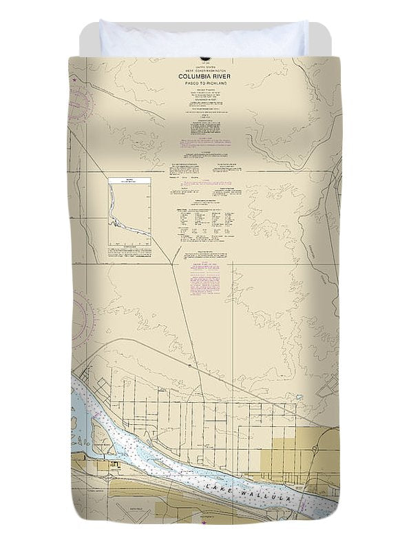 Nautical Chart-18543 Columbia River Pasco-richland - Duvet Cover