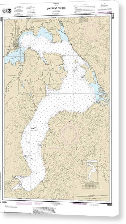 Nautical Chart-18554 Lake Pend Oreille - Canvas Print